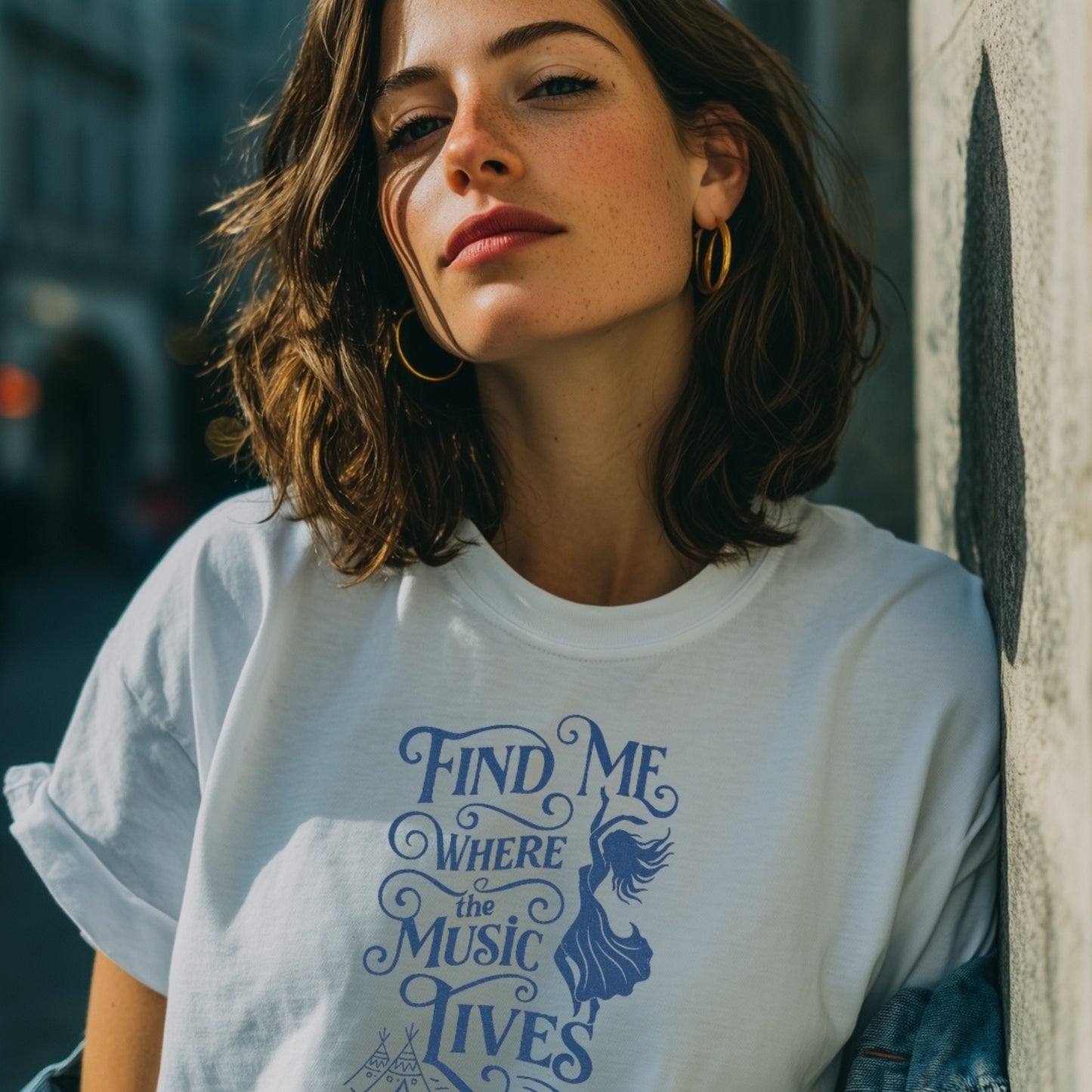 Boho Music Festival T-Shirt - Find Me Where The Music Lives - Classic Cotton Tee