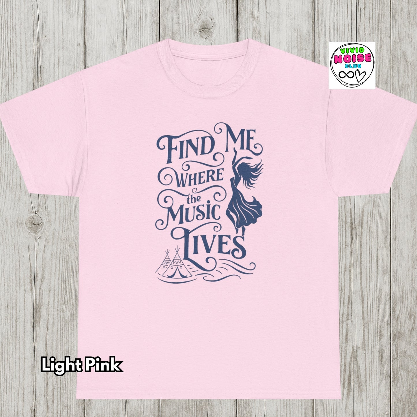 Boho Music Festival T-Shirt - Find Me Where The Music Lives - Classic Cotton Tee