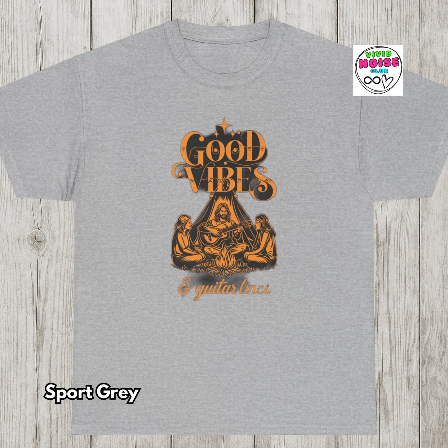 Music Lover T-Shirt - Good Vibes & Guitar Lines - Classic Cotton Tee