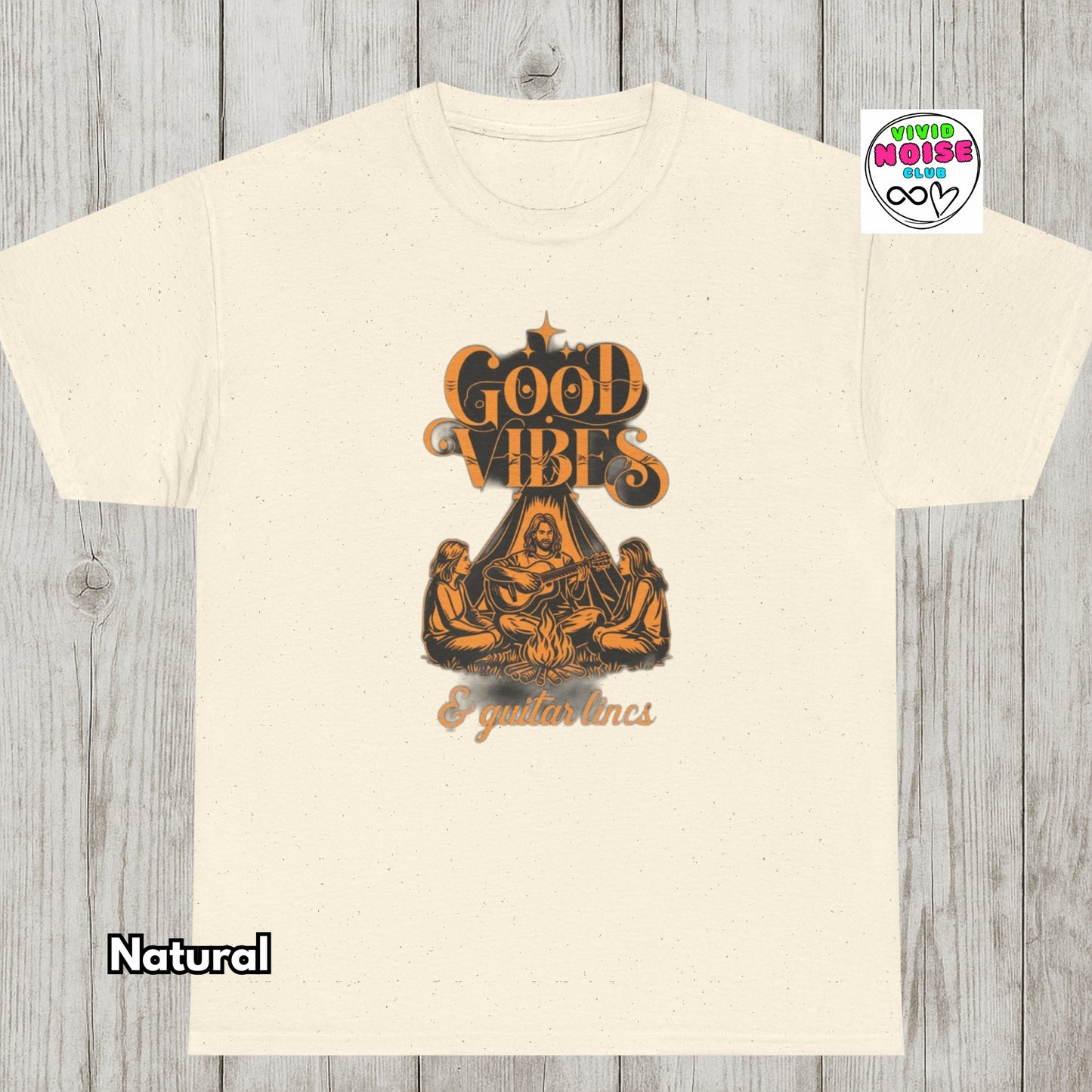 Music Lover T-Shirt - Good Vibes & Guitar Lines - Classic Cotton Tee