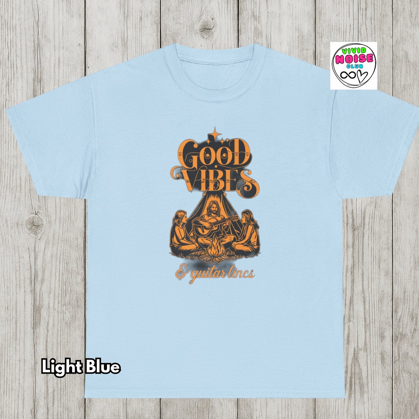 Music Lover T-Shirt - Good Vibes & Guitar Lines - Classic Cotton Tee