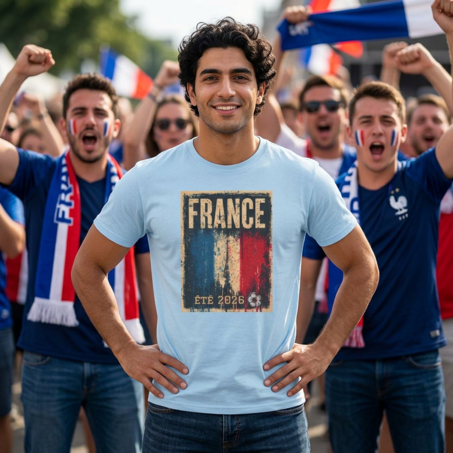 France Football T-Shirt - Été 2026 Supporter Design - Classic Cotton Tee