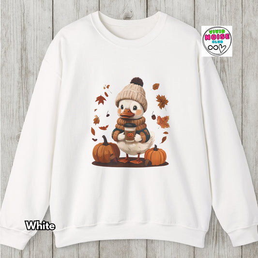 Cottagecore Duck Sweatshirt - Cosy Autumn Animal Graphic - Soft Fleece Sweater