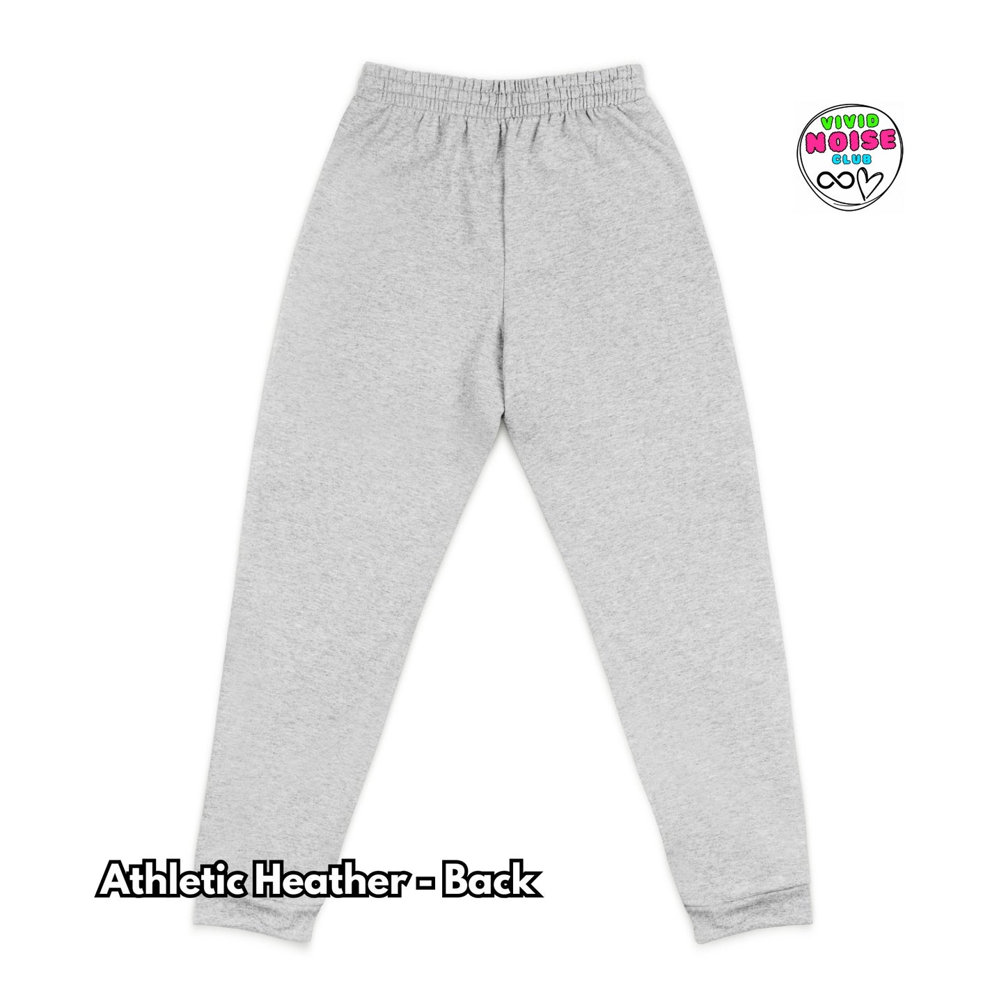 Back view of gray athletic pants on a white background.