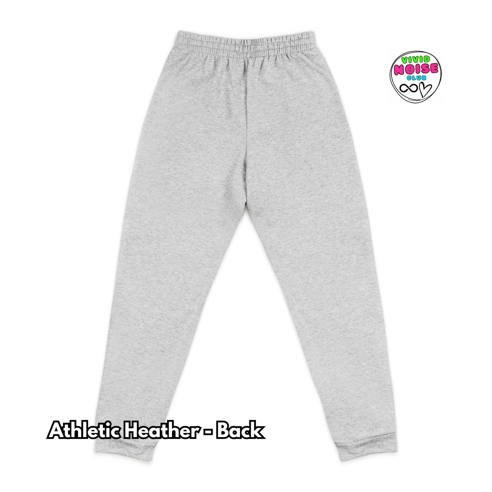 Back view of gray athletic pants on a white background.