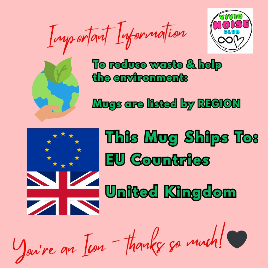 This graphic provides important information that the accent coffee mug ships to EU countries and the United Kingdom, using region-based production to help reduce waste and support eco-friendly fulfilment.