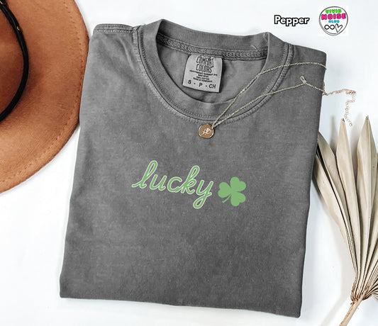 Comfort Colors® St Patricks Day T-Shirt: 'Lucky' Shamrock Irish Shirt | St Patrick's Day Gift