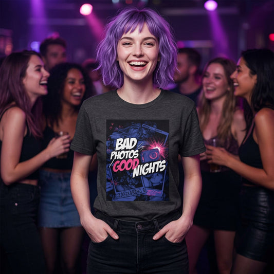 Camiseta Bad Photos Good Nights - Camiseta Indie Sleaze Estilo Suave - Ambiente Retro de los 2000