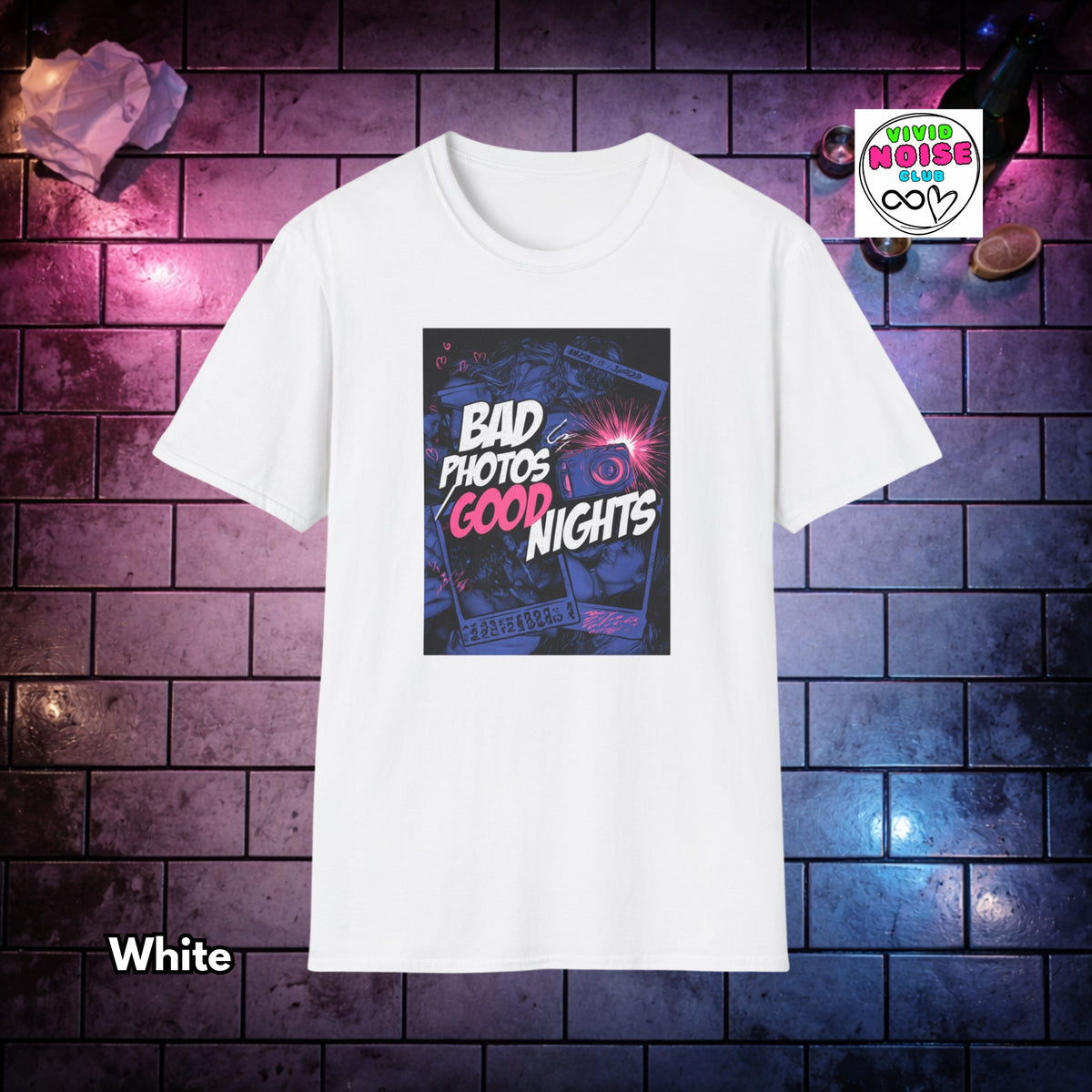 Bad Photos Good Nights T-Shirt - Indie Sleaze Soft Style Shirt - Retro 2000s Vibe