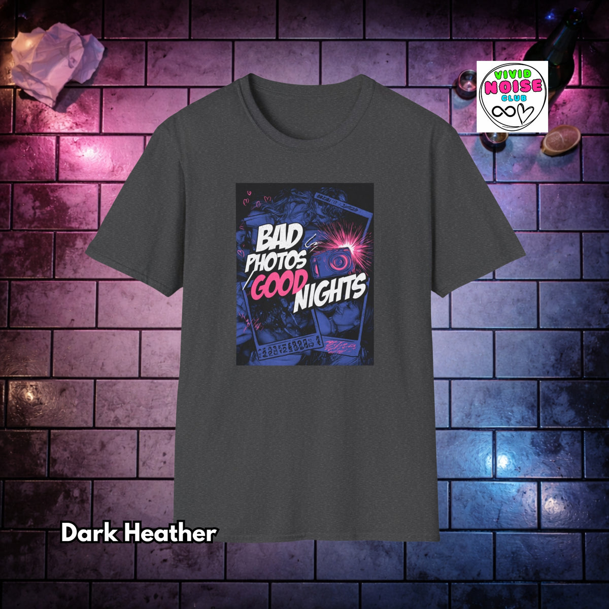 Bad Photos Good Nights T-Shirt - Indie Sleaze Soft Style Shirt - Retro 2000s Vibe
