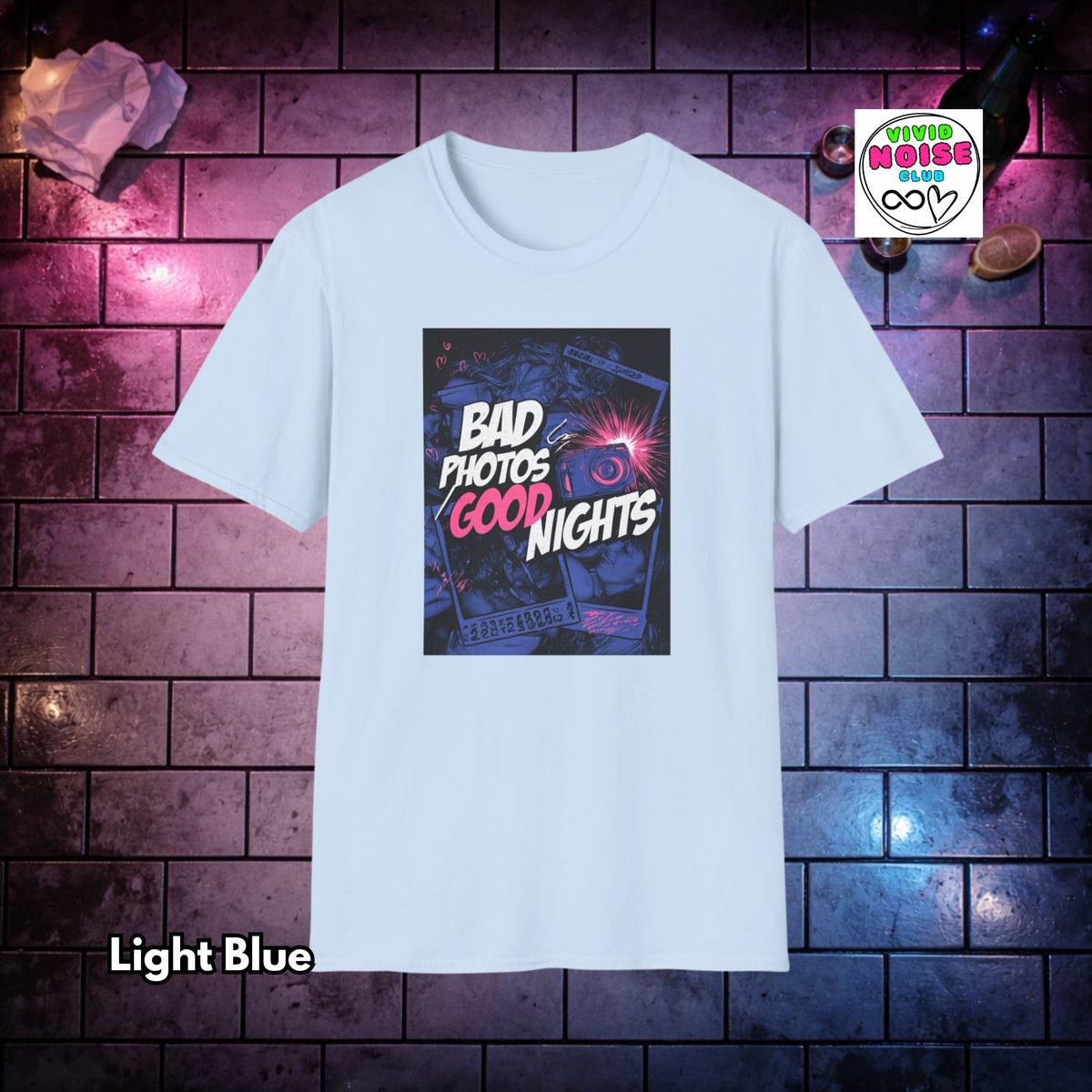Bad Photos Good Nights T-Shirt - Indie Sleaze Soft Style Shirt - Retro 2000s Vibe