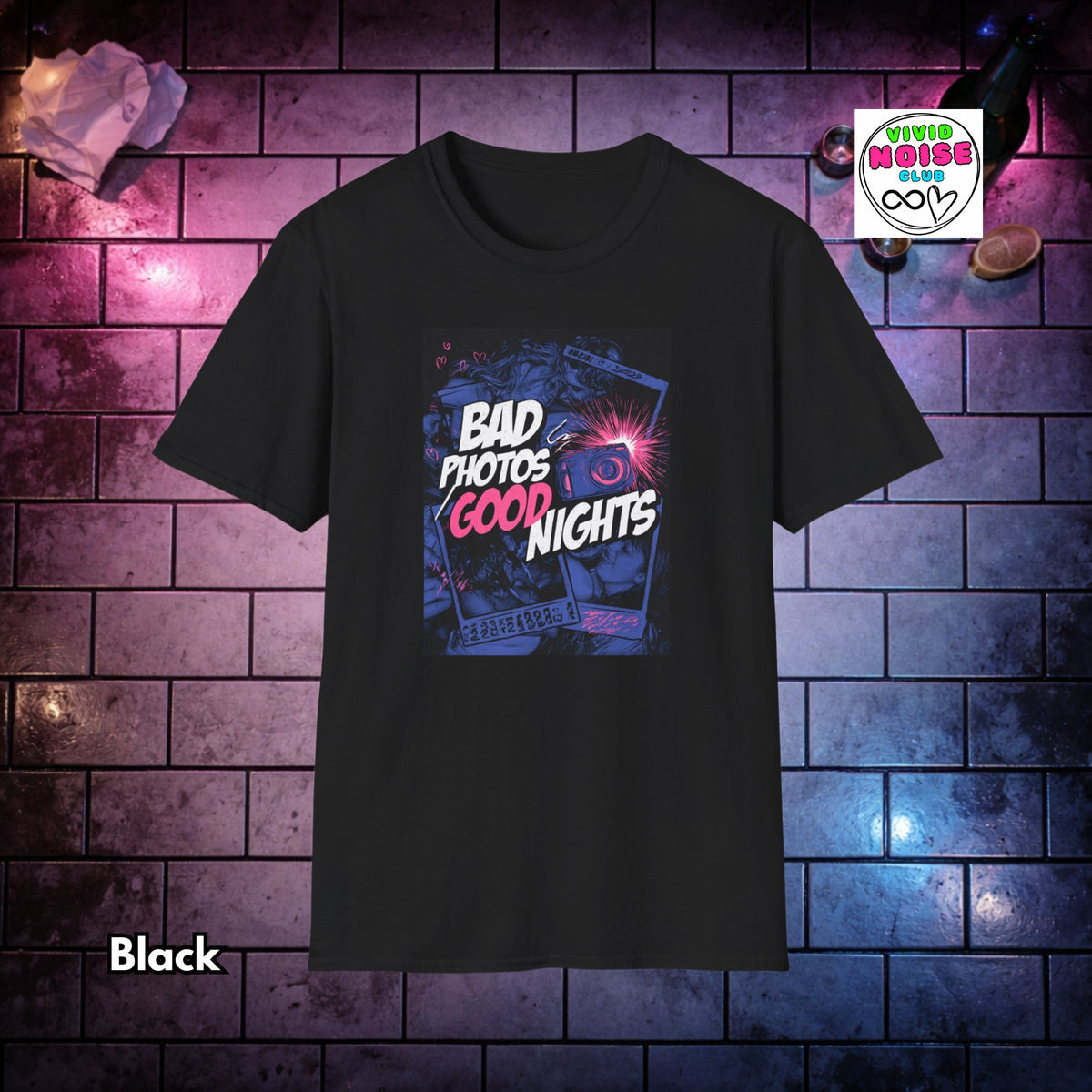Bad Photos Good Nights T-Shirt - Indie Sleaze Soft Style Shirt - Retro 2000s Vibe