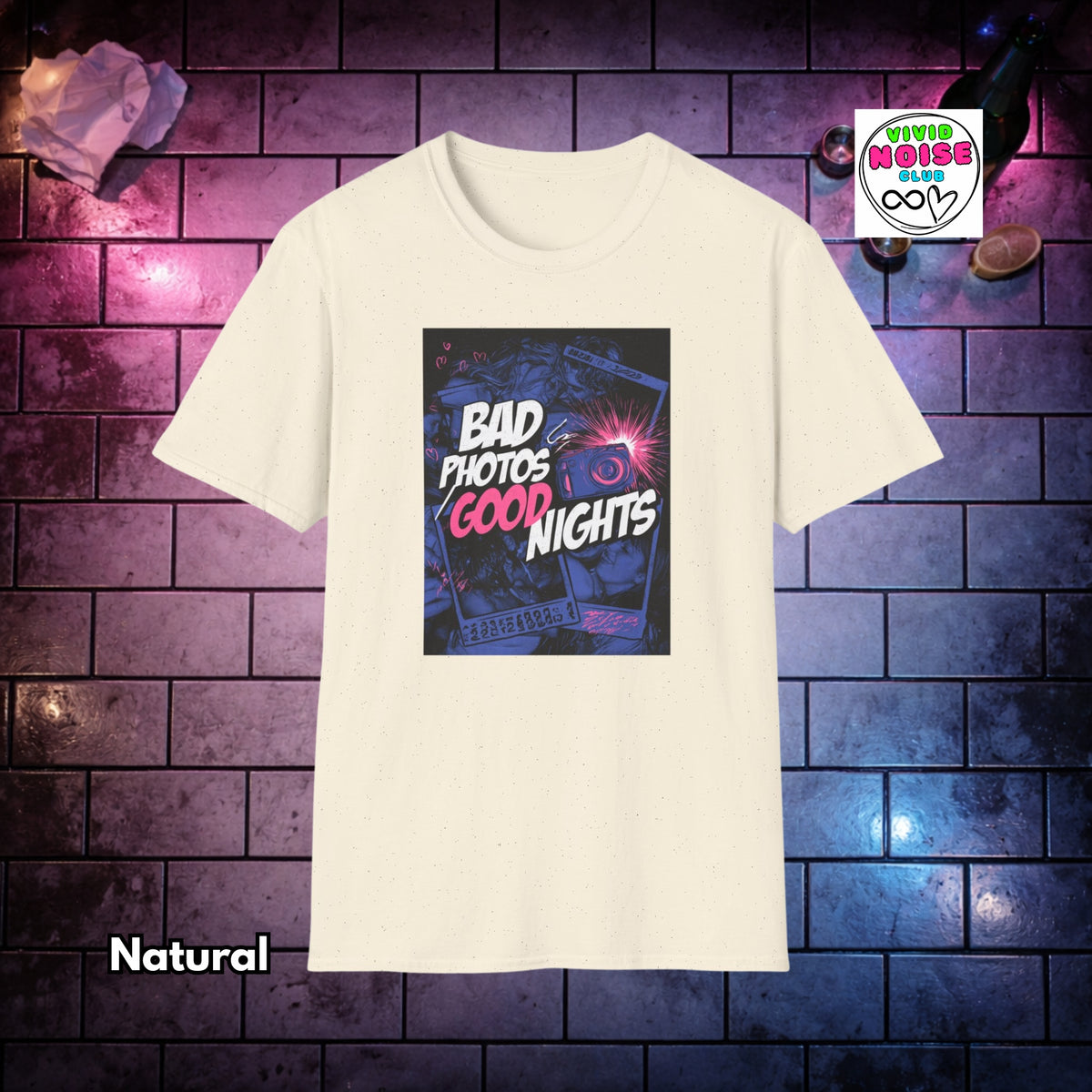 Bad Photos Good Nights T-Shirt - Indie Sleaze Soft Style Shirt - Retro 2000s Vibe