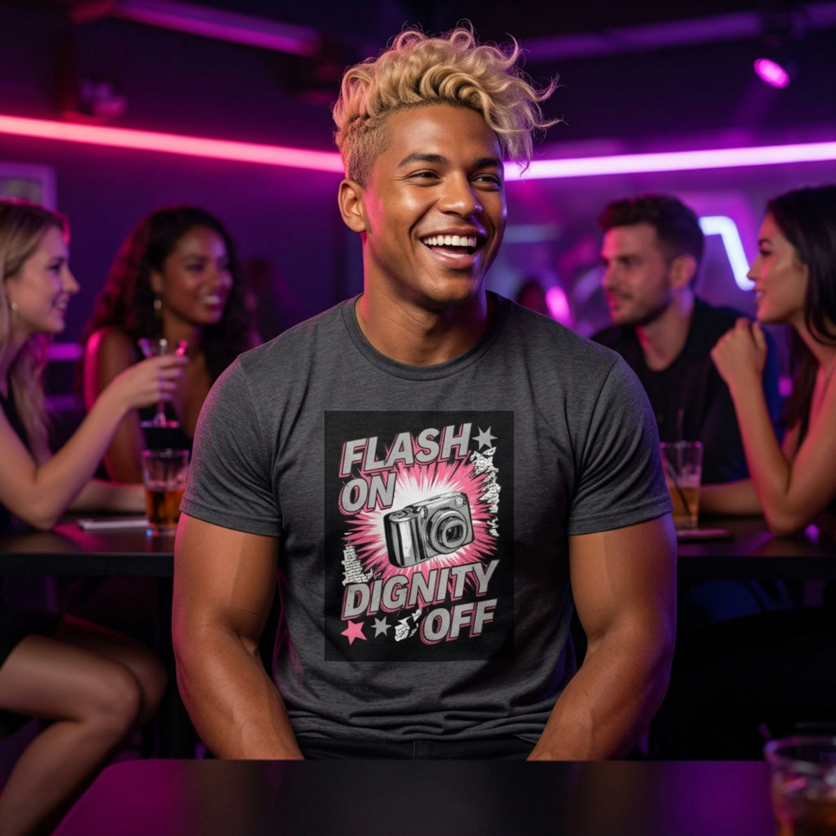 Flash On Dignity Off T-Shirt - Indie Sleaze Soft Style Shirt - Retro 2000s Vibe