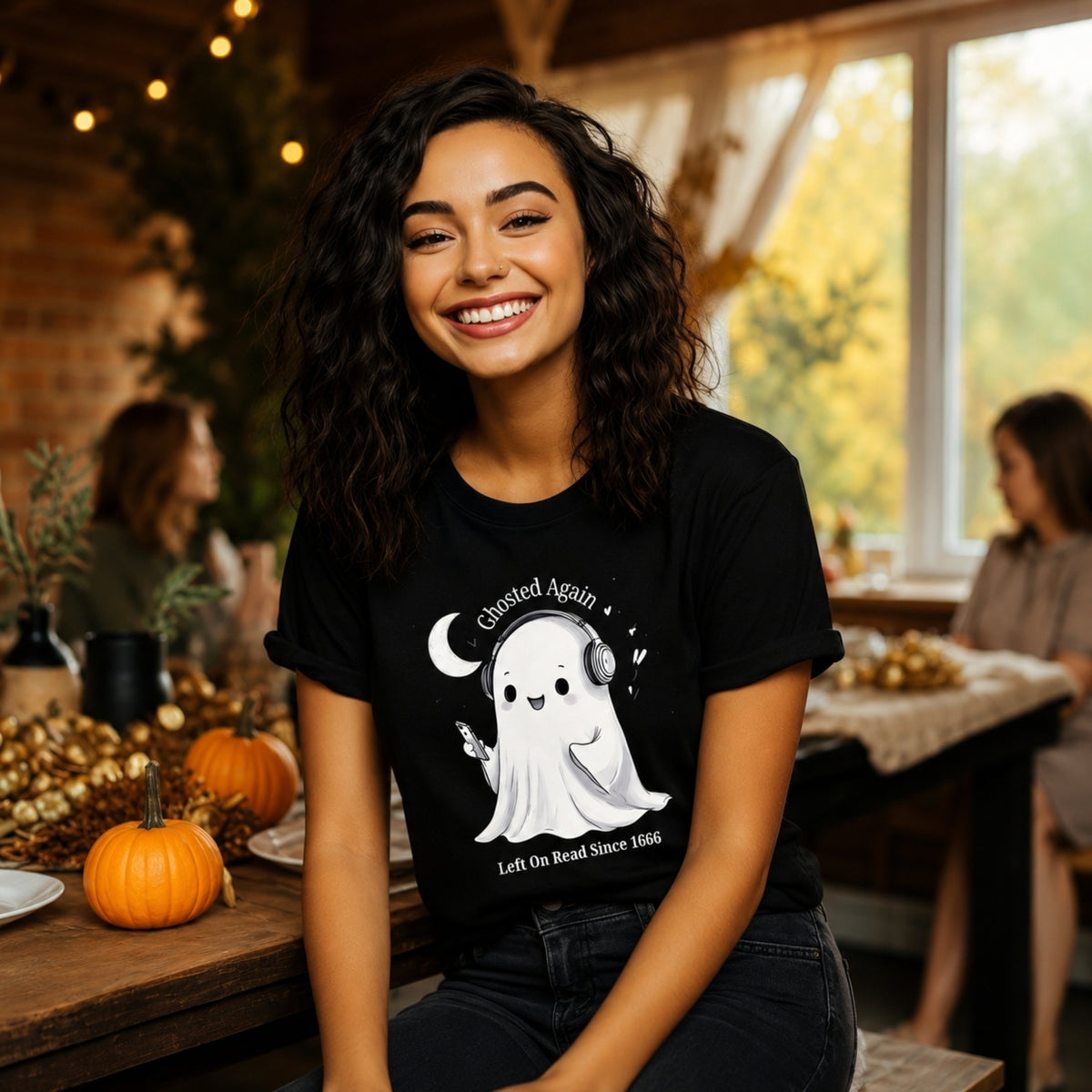 Ghosted Again Halloween T-Shirt | Funny Spooky Pun Ghost Tee