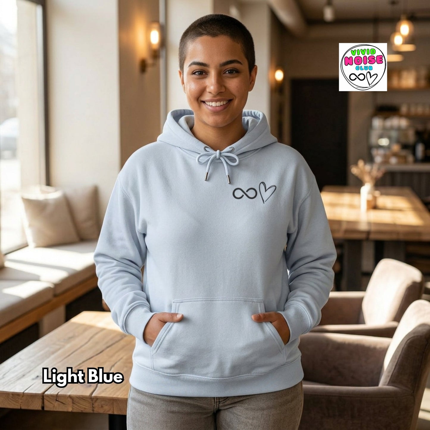 Infinity Heart Hoodie - Soft Heavy Blend Athletic Hoodie - Vivid Noise Club