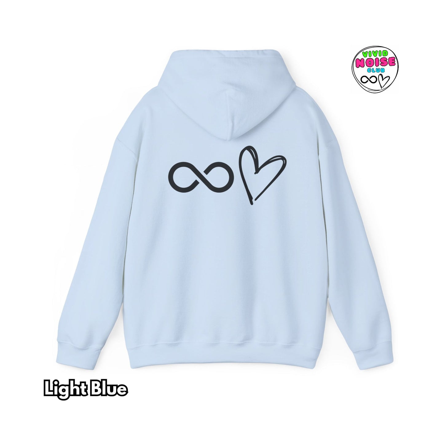 Infinity Heart Hoodie - Soft Heavy Blend Athletic Hoodie - Vivid Noise Club