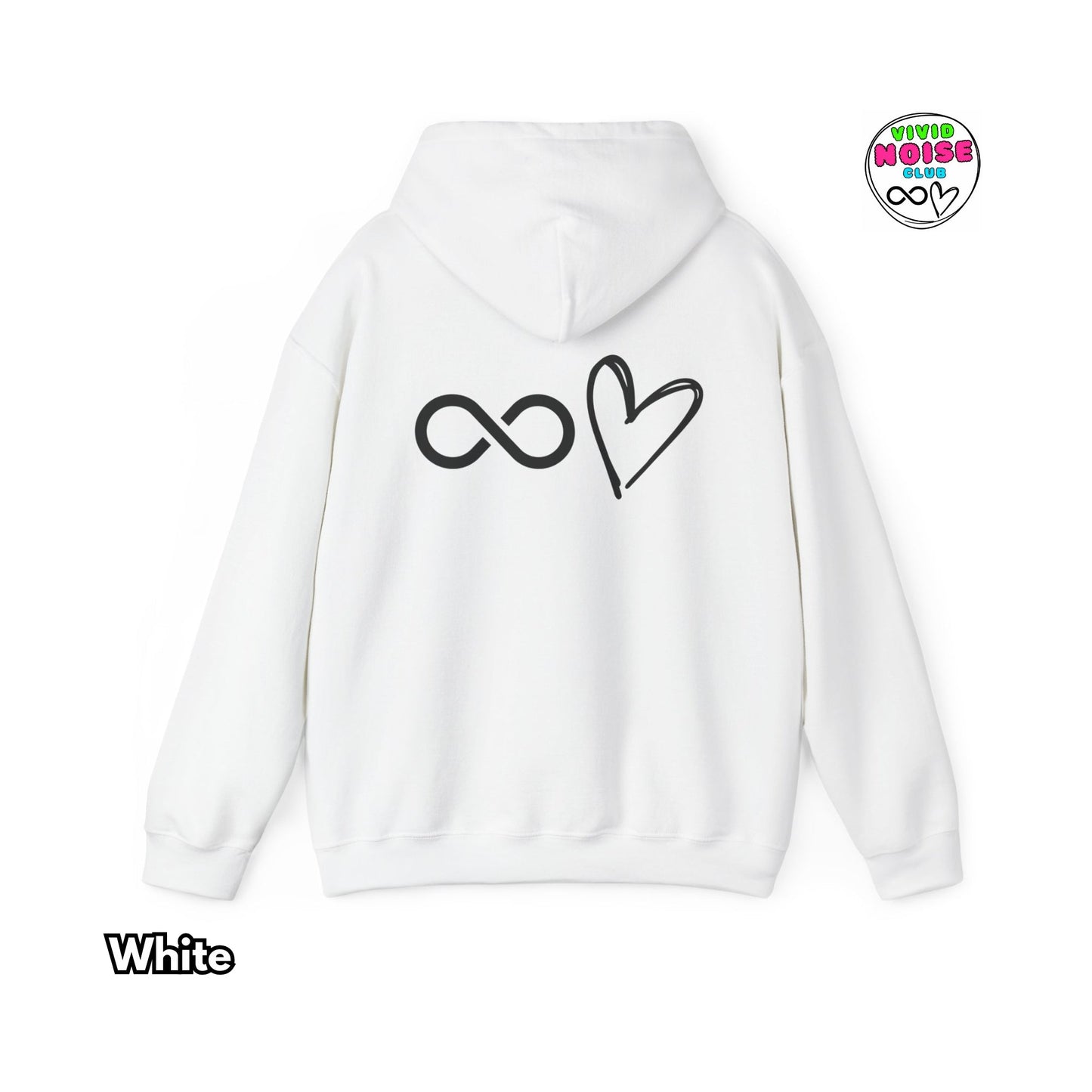 Infinity Heart Hoodie - Soft Heavy Blend Athletic Hoodie - Vivid Noise Club
