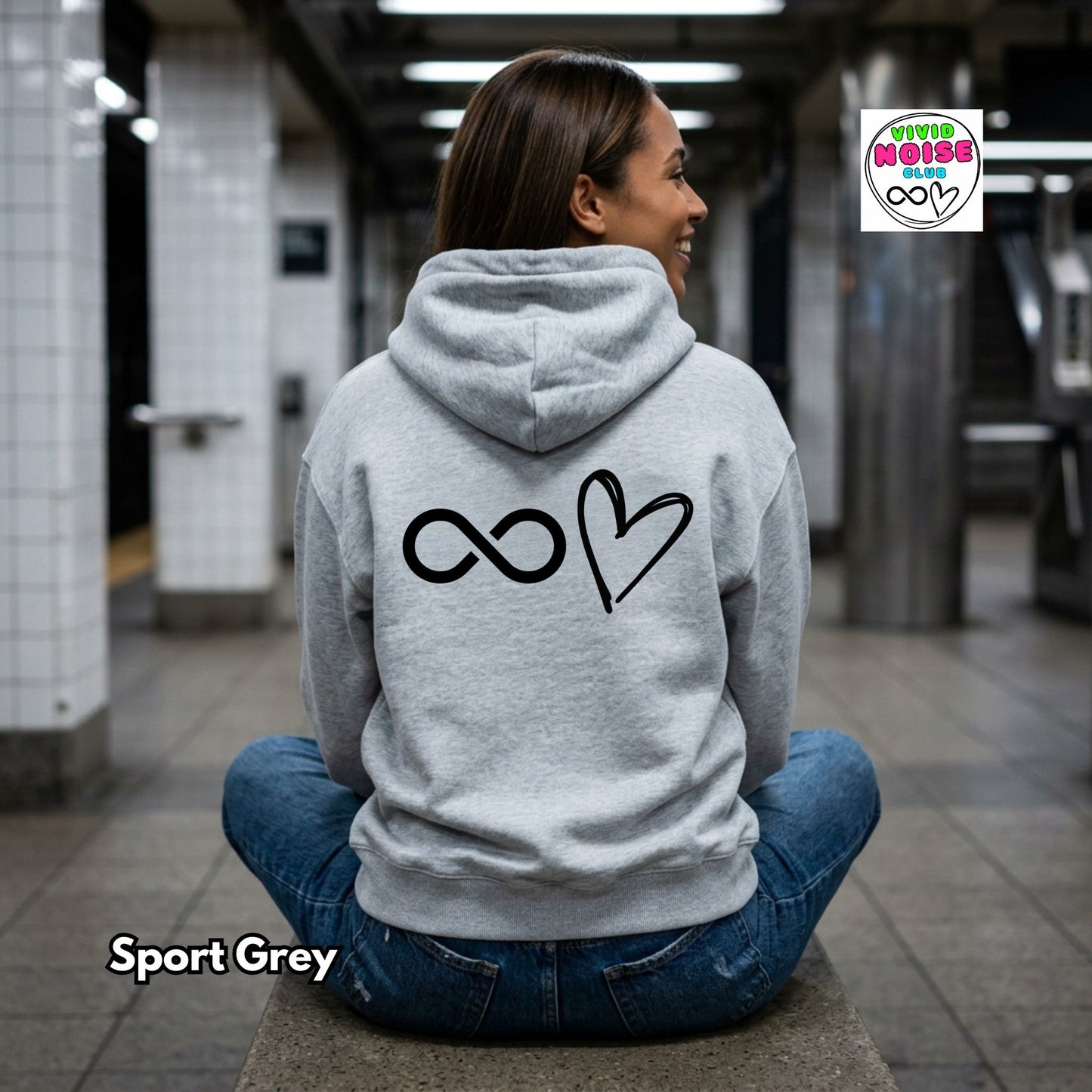 Infinity Heart Hoodie - Soft Heavy Blend Athletic Hoodie - Vivid Noise Club
