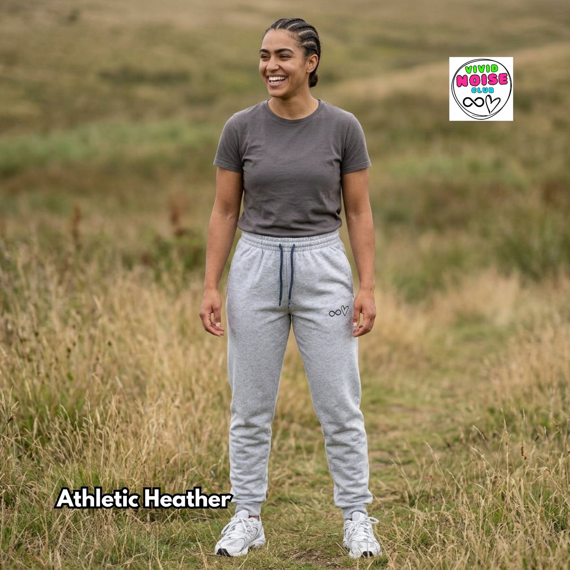 Infinity Heart Joggers - Embroidered Athleisure Sweatpants - Vivid Noise Club