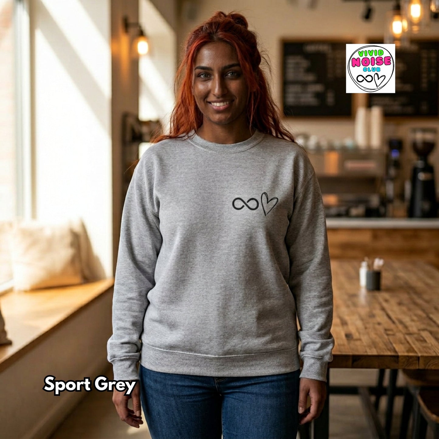 Infinity Heart Sweatshirt - Soft Heavy Blend Crewneck - Vivid Noise Club