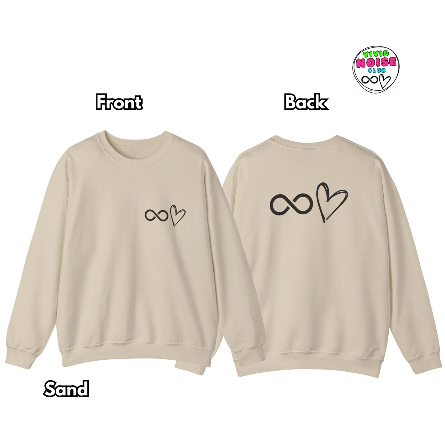 Infinity Heart Sweatshirt - Soft Heavy Blend Crewneck - Vivid Noise Club