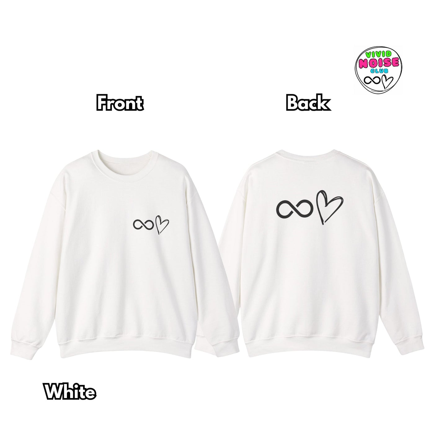 Infinity Heart Sweatshirt - Soft Heavy Blend Crewneck - Vivid Noise Club