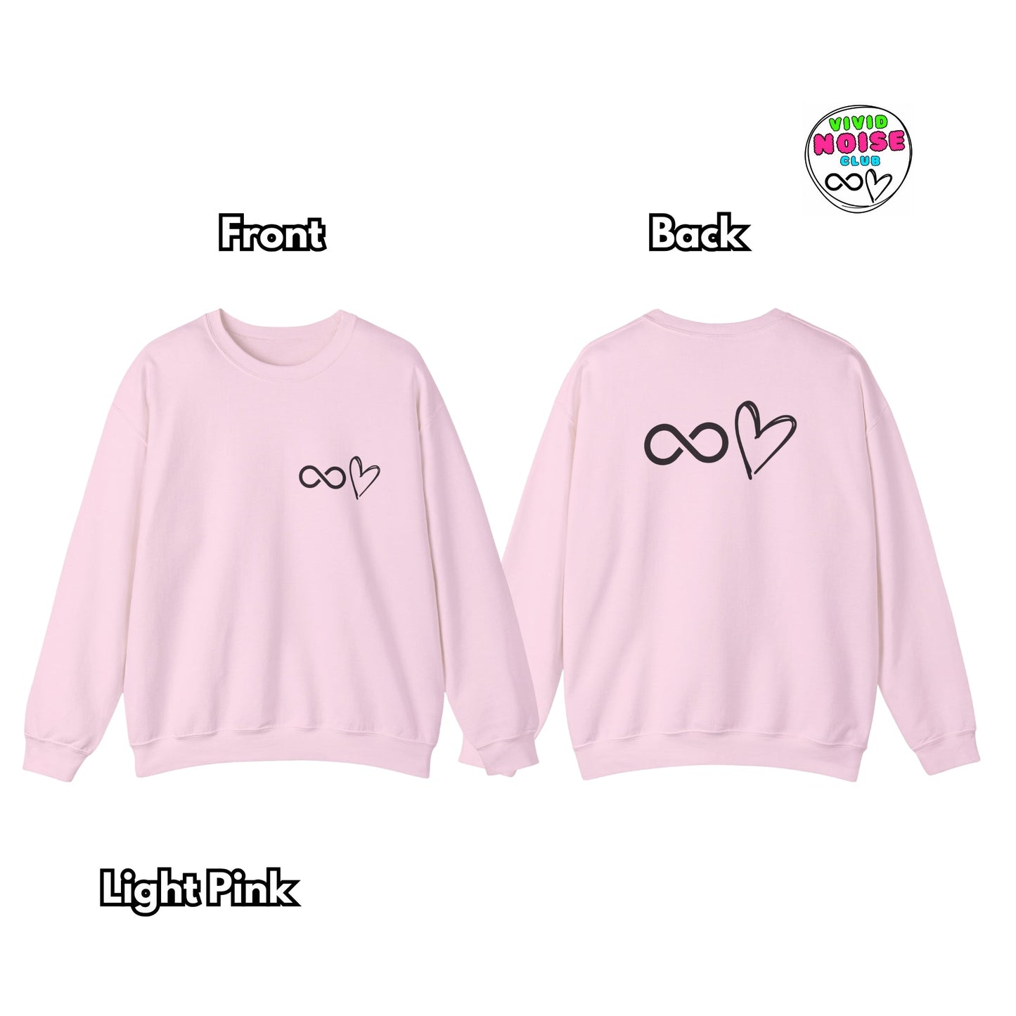 Infinity Heart Sweatshirt - Soft Heavy Blend Crewneck - Vivid Noise Club