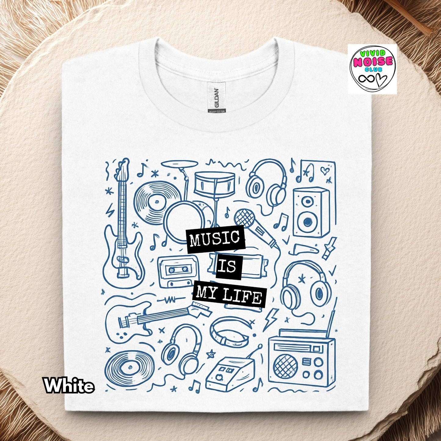 Music Is My Life - Doodle Shirt - Music Lover T-Shirt Gift - Vivid Noise Club