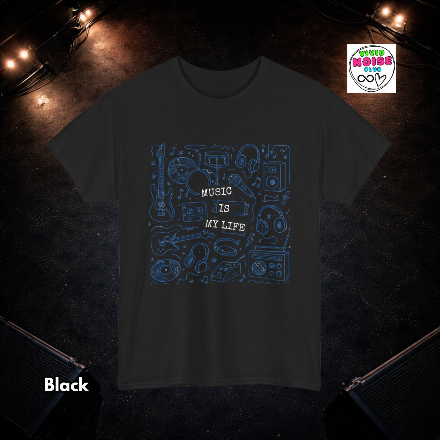 Music Is My Life - Doodle Shirt - Music Lover T-Shirt Gift - Vivid Noise Club