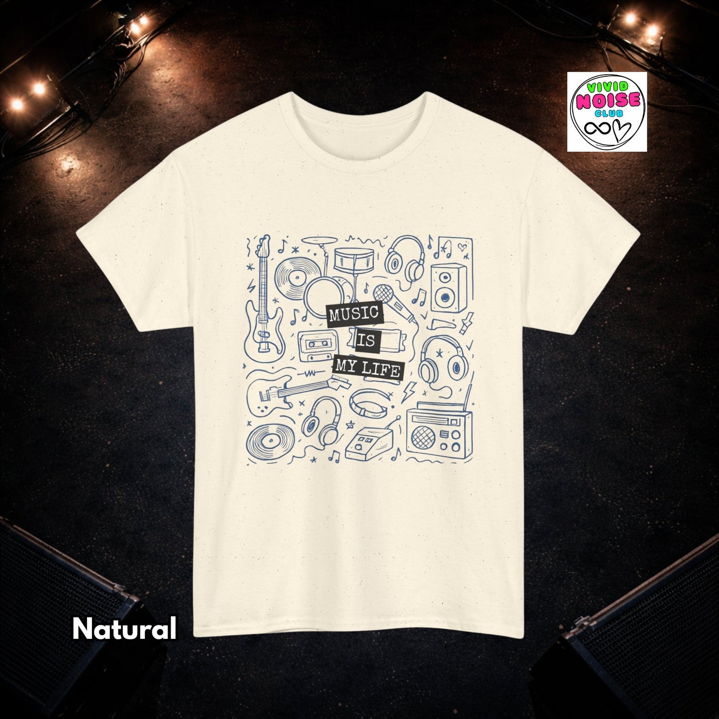 Music Is My Life - Doodle Shirt - Music Lover T-Shirt Gift - Vivid Noise Club