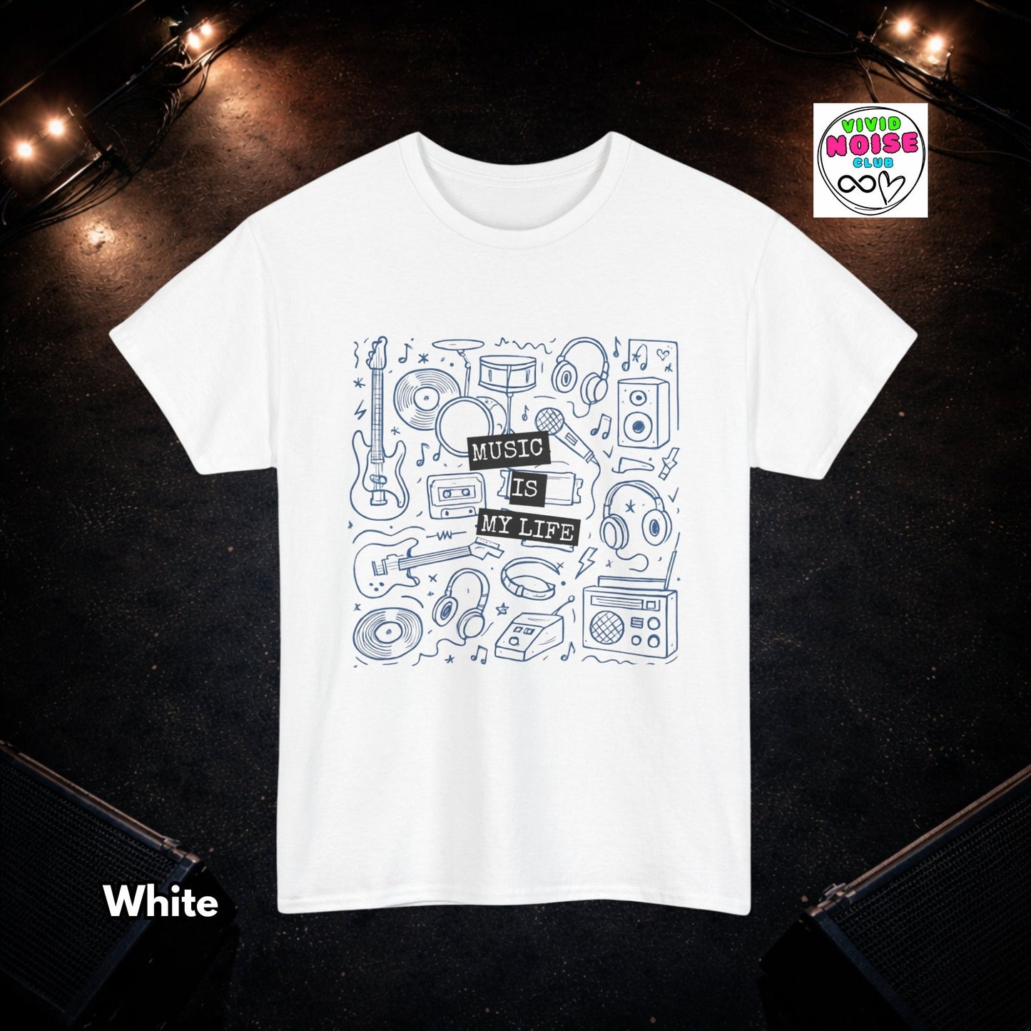 Music Is My Life - Doodle Shirt - Music Lover T-Shirt Gift - Vivid Noise Club