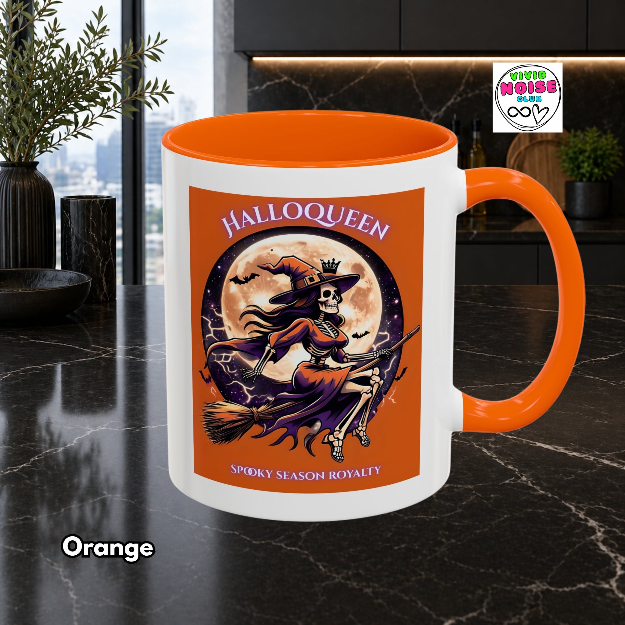 Video showing the available handle and interior colour options for the Vivid Noise Club 11oz ceramic accent mug for EU & UK shipping.
