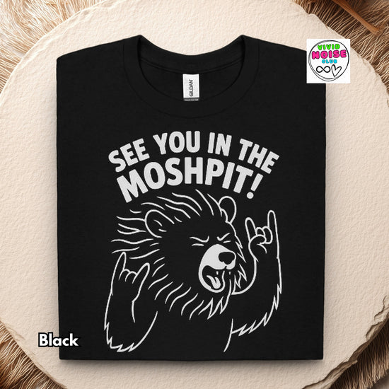 Video for graphic t-shirt with the text 'SEE YOU IN THE MOSHPIT!' 