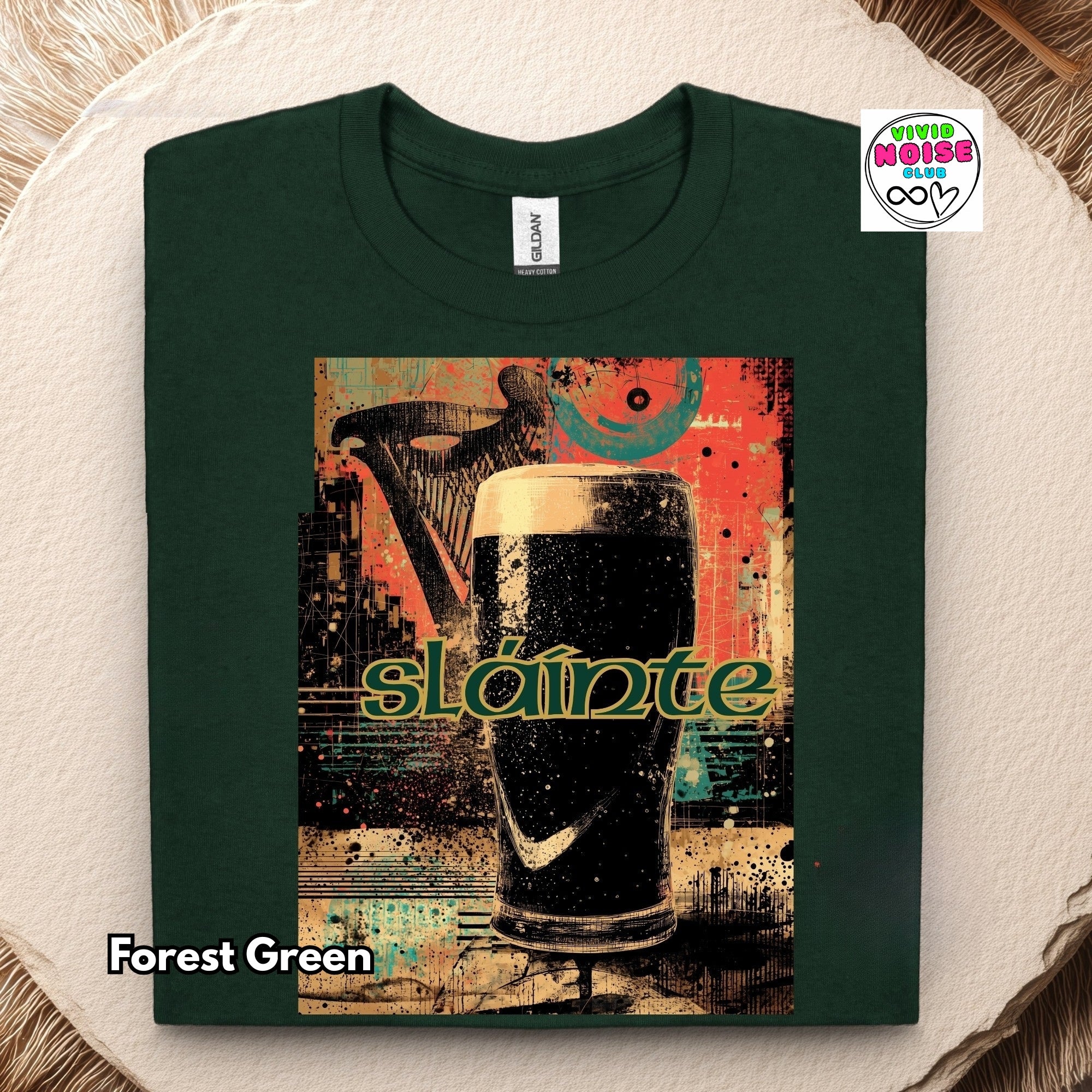 Video for t-shirt with an Irish 'Slainte' wording and pint glass graphic