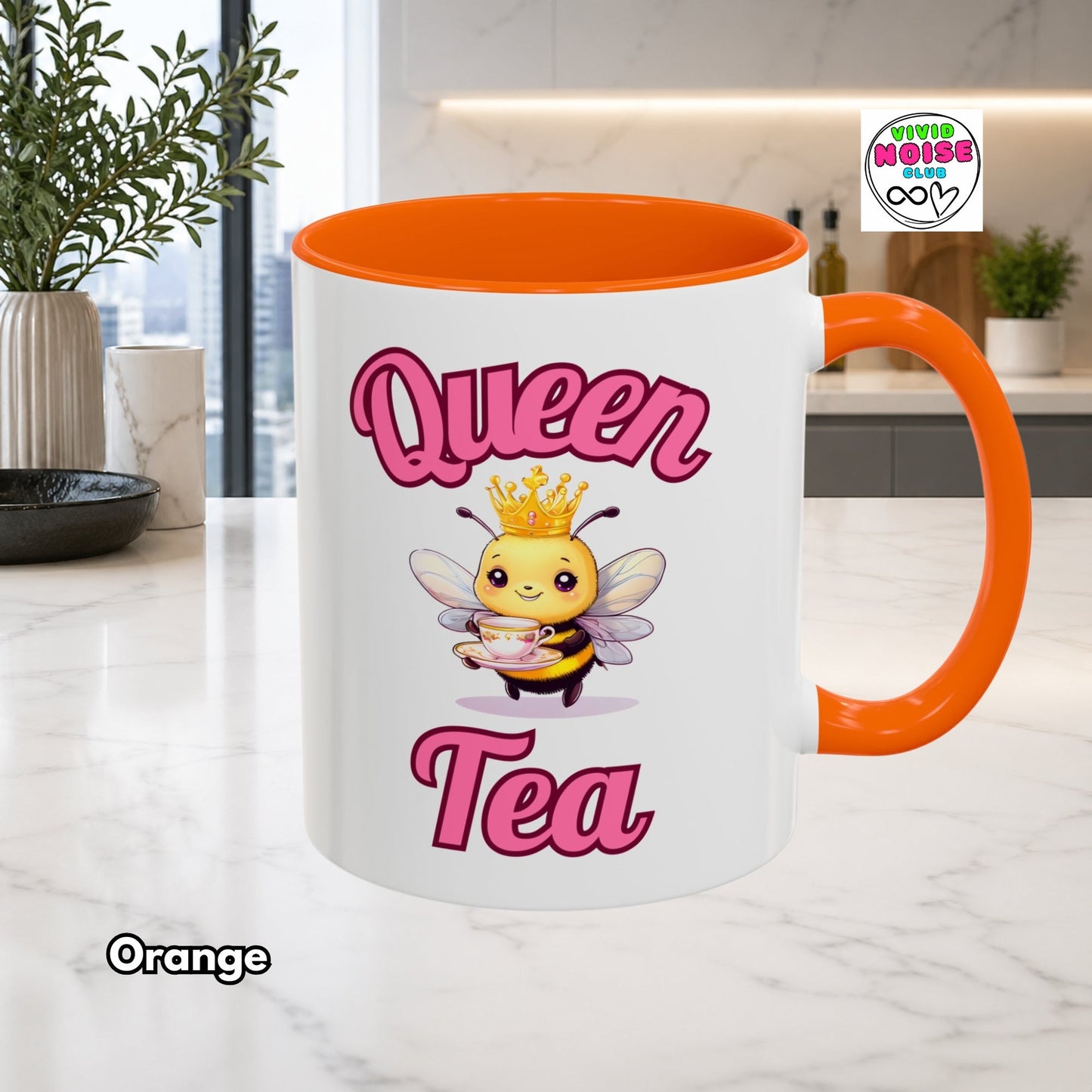 Queen Tea Mug - Funny Bee Pun Gift (Ships to EU/UK) - Vivid Noise Club