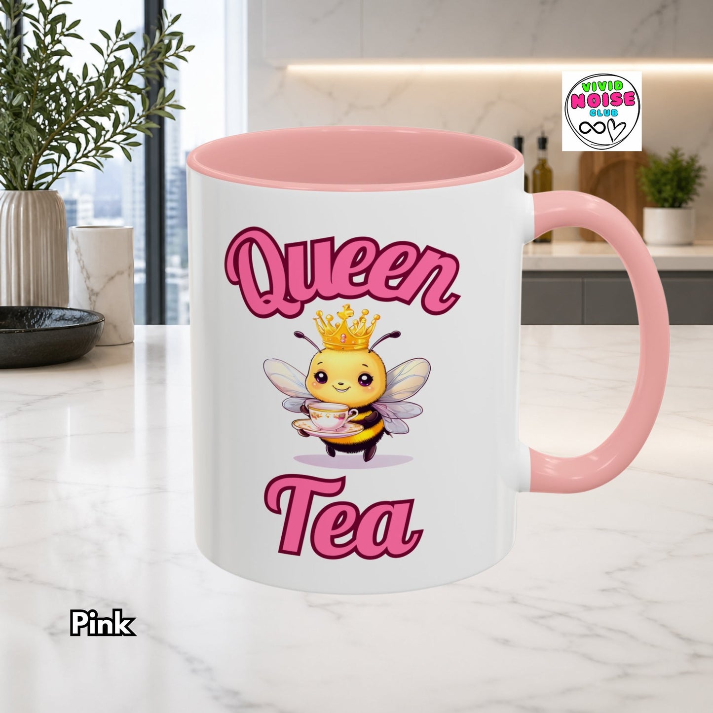 Queen Tea Mug - Funny Bee Pun Gift (Ships to EU/UK) - Vivid Noise Club
