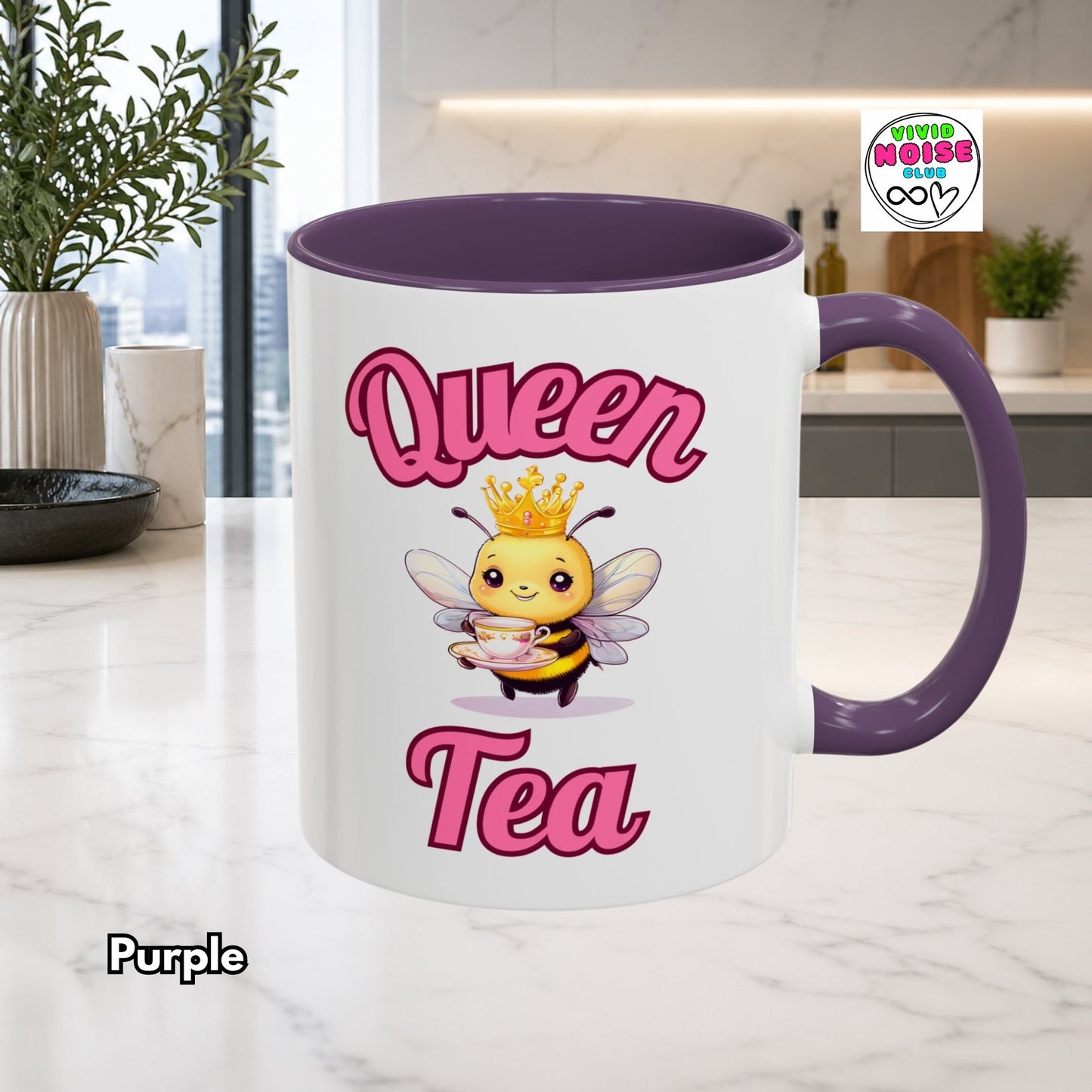 Queen Tea Mug - Funny Bee Pun Gift (Ships to EU/UK) - Vivid Noise Club