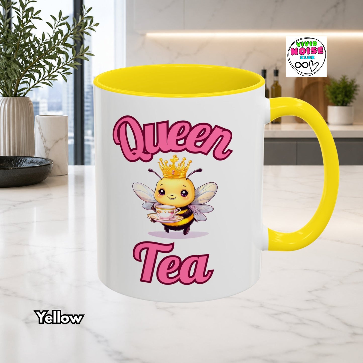 Queen Tea Mug - Funny Bee Pun Gift (Ships to USA) - Vivid Noise Club