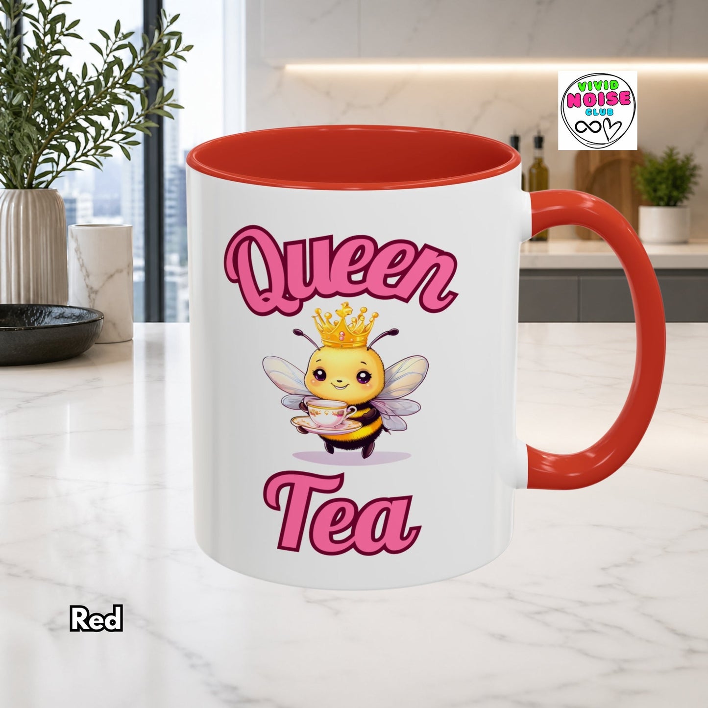 Queen Tea Mug - Funny Bee Pun Gift (Ships to USA) - Vivid Noise Club
