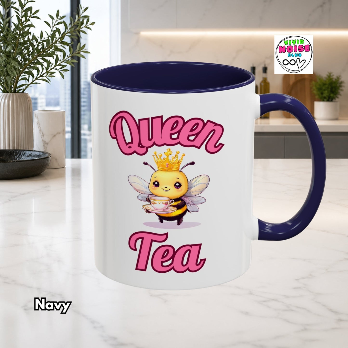 Queen Tea Mug - Funny Bee Pun Gift (Ships to USA) - Vivid Noise Club