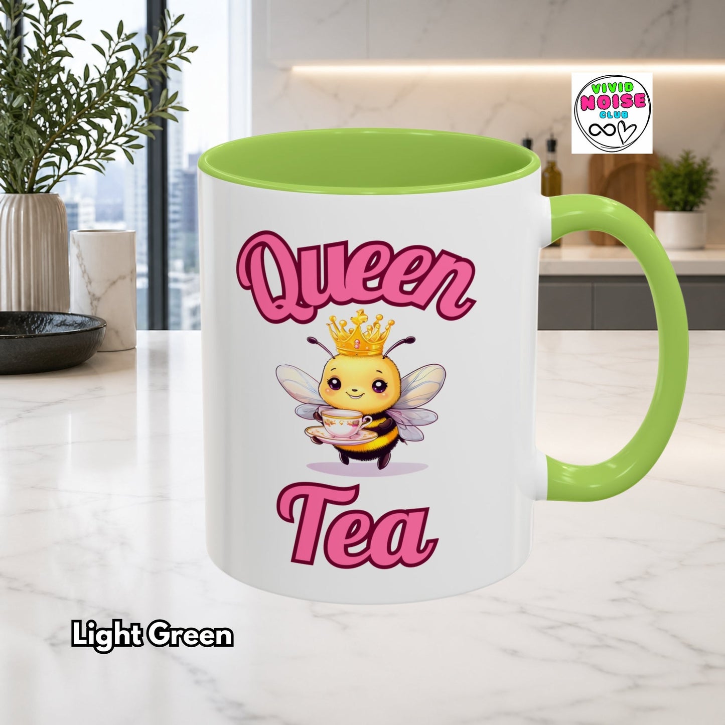 Queen Tea Mug - Funny Bee Pun Gift (Ships to USA) - Vivid Noise Club