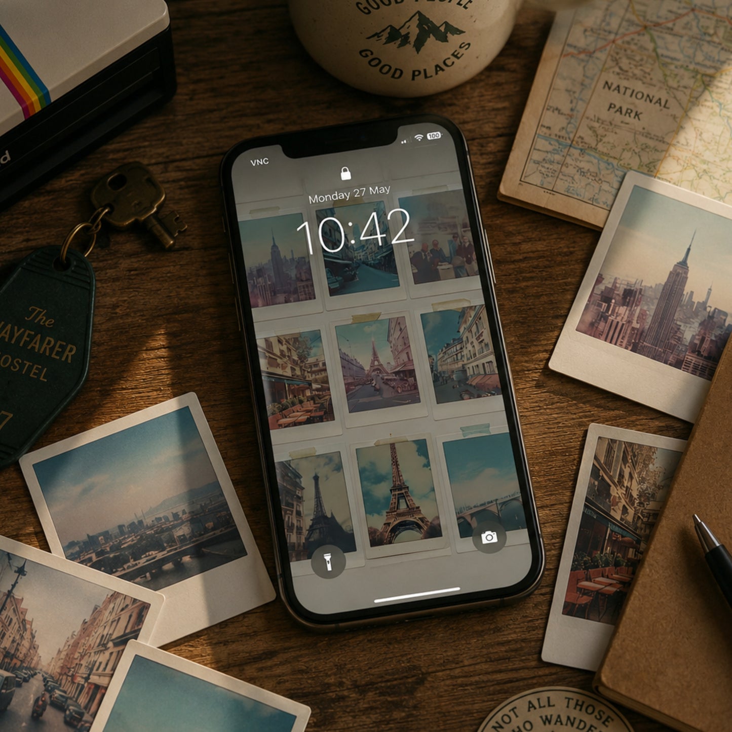 Vintage Phone Wallpaper Pack - Polaroid Travel Aesthetic - Digital Download