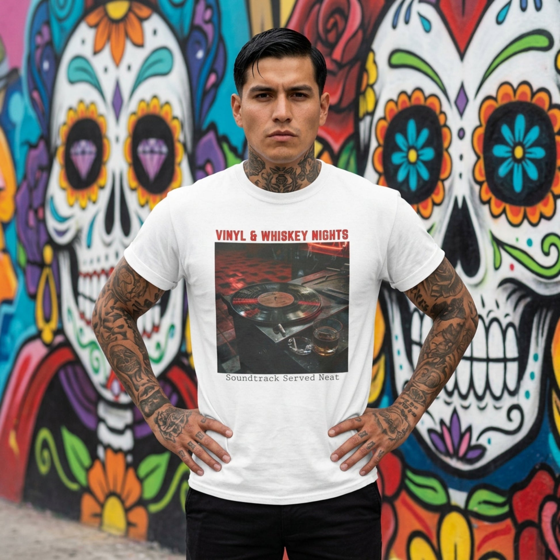Vinyl & Whiskey Nights - Whiskey & Music Lover T-Shirt Gift - Vivid Noise Club
