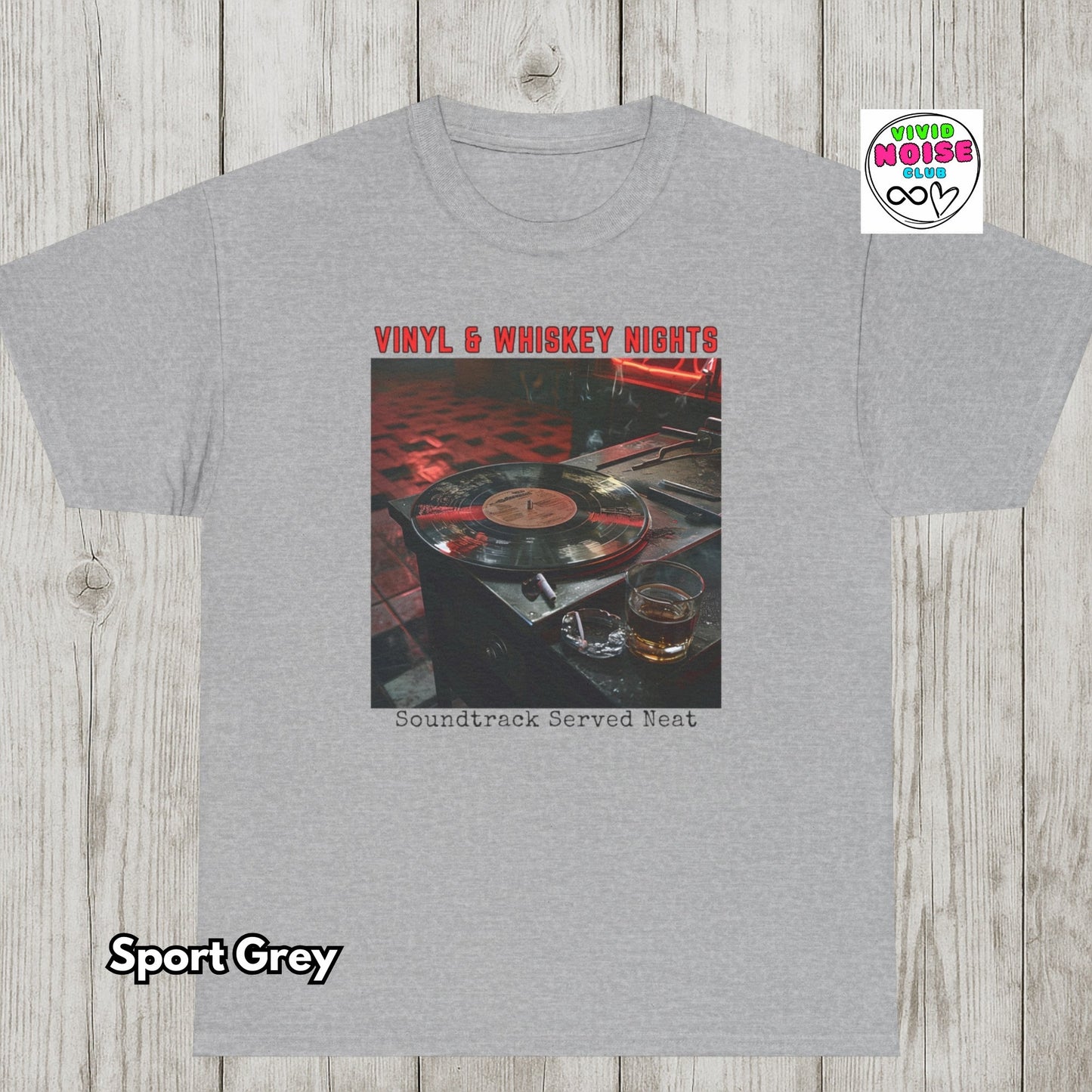 Vinyl & Whiskey Nights - Whiskey & Music Lover T-Shirt Gift - Vivid Noise Club