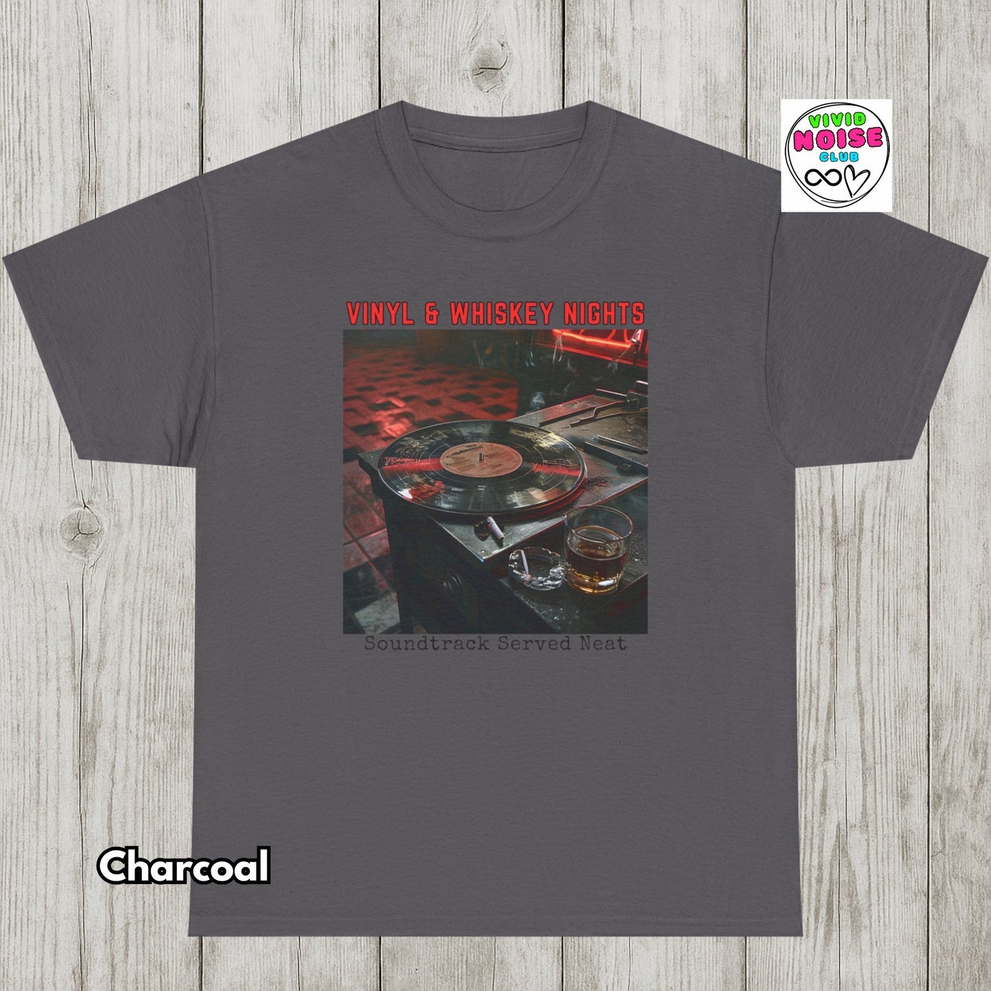 Vinyl & Whiskey Nights - Whiskey & Music Lover T-Shirt Gift - Vivid Noise Club