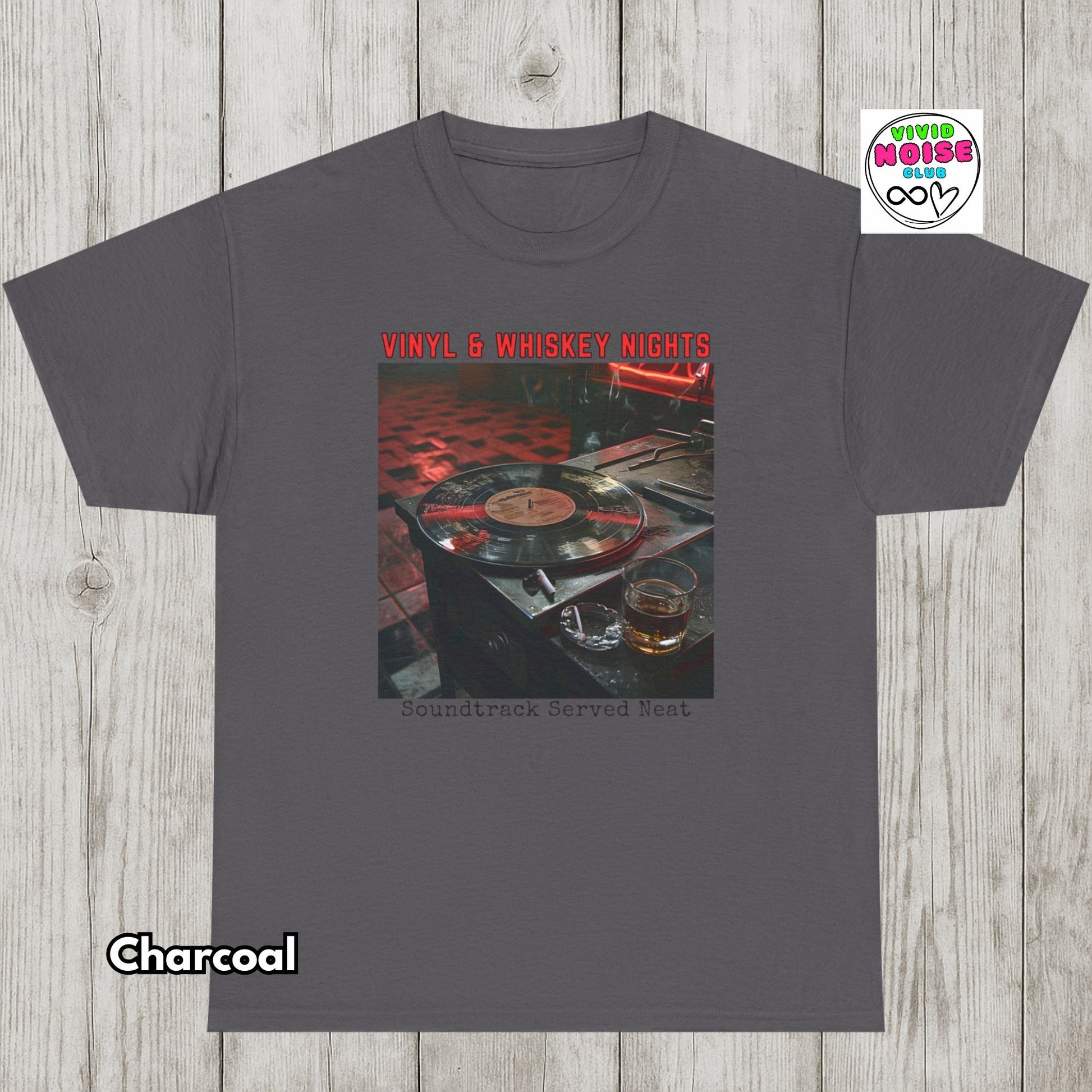 Vinyl & Whiskey Nights - Whiskey & Music Lover T-Shirt Gift - Vivid Noise Club